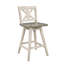 Chaises de comptoir blanches et grises 2, bois d'hévéa massif, pivotant à 360 °, chaises de salle à manger rustiques 2, gris, pivotant à degrés-2088401690