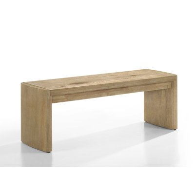Banc de salle à manger avec une largeur de 50,5 po, des bords arrondis, peut accueillir 2 personnes, une finition en chêne naturel, un placage de bois d'hévéa, une hauteur de 18,48 po, un poids de 51,25 lb qui convient à 2 personnes, une apparence de bois, une profondeur de 15,79 po,