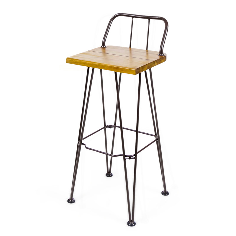 Patio Industial Wood And Metal Barstool