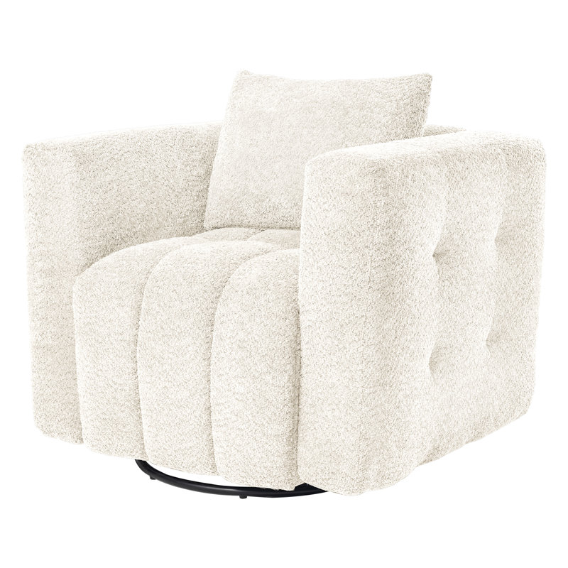 Fauteuil pivotant à dossier circulaire rembourré, Beige