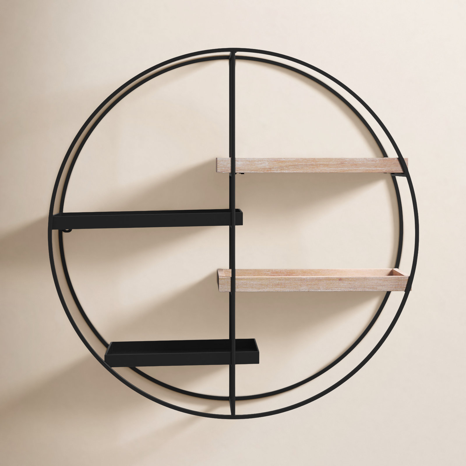Khala 4 Piece Circle Accent Shelf, Black