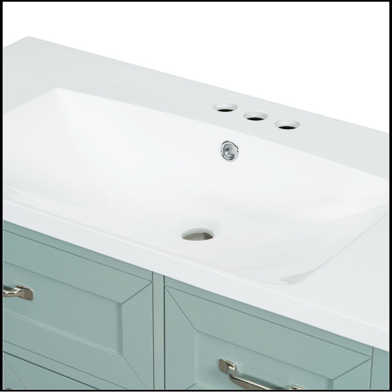 Meuble-lavabo simple avec plateau 35,98 po Savitt, Vert