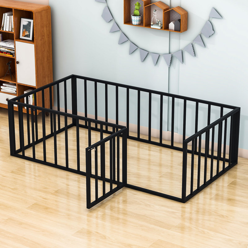 Lit plateforme en métal Micaih, Simple, Noir
