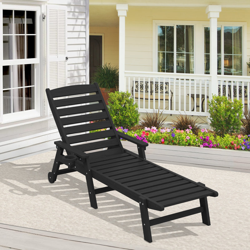 Chaise longue avec accoudoirs et roulettes Swann, Noir, noir, noir, noir