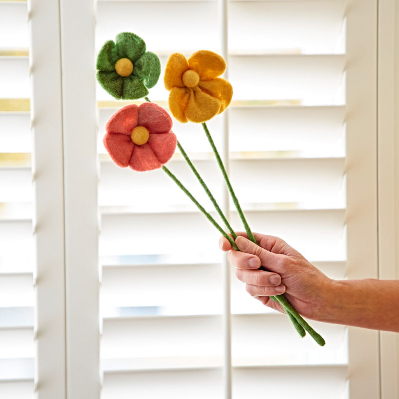 Handmade felt flowers pack of 3