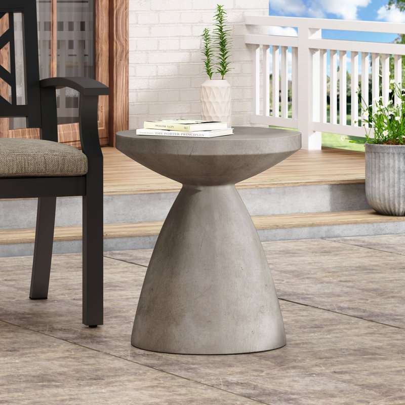 Table d'appoint d'extérieur en béton léger, Grey, Oxyde de magnésium