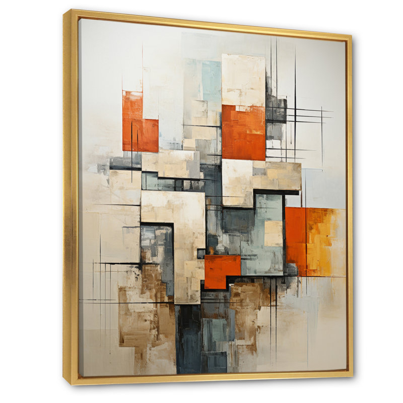 «Jaeliah Constructivism Construit Horizons VI», reproduction sur toile, H 20 po x l 12 po x P 1 po, Cadre flottant doré
