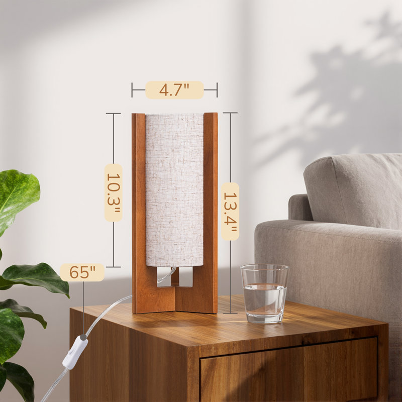Petite lampe de chevet / table de chevet en bois massif 13,5 "