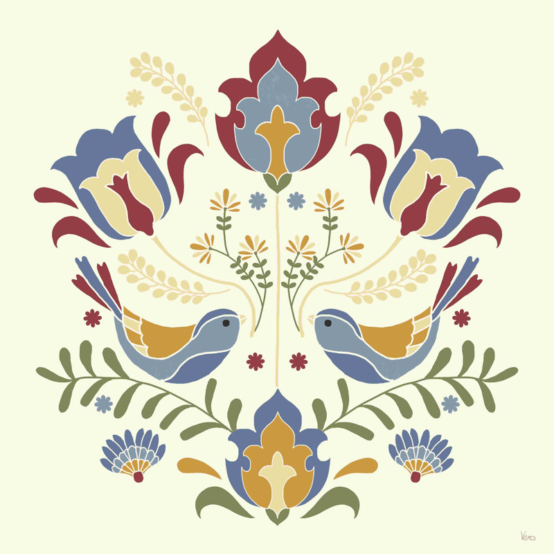 Folk Floral III - impression sur toile tendue, H 30 po x l 30 po