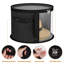 2 Pcs Large Clear Hat Storage Boxes, Foldable Round Cowboy Hat Organizer, Wide Brims Hat Case with Carrying Handles (Black+Gray)-1126303652