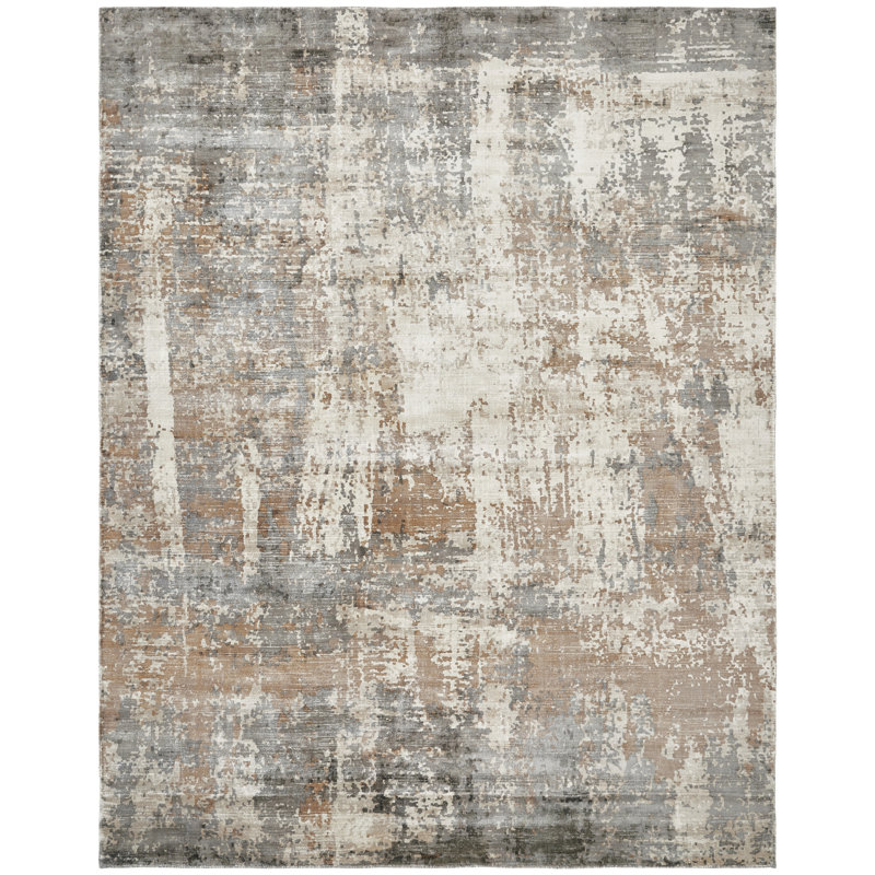 Abstract Area Rug in Brown, Rectangle 2' x 3'