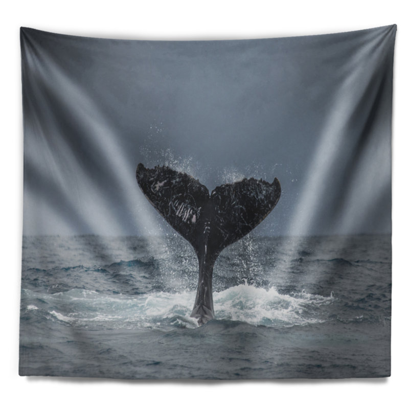 Tapisserie de grande baleine baleine, H 32 po x l 39 po