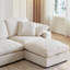 Canapé d'angle modulaire Cloud Couch, confort optimal. Sans compression sous vide. Garnissage en duvet et coton. Housses lavables - 3 places avec 2 poufs, blanc cassé.-238441193