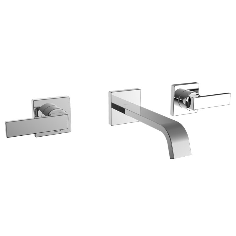 Lura Polished Chrome Wall-Mounted Bathroom Faucet with Dual Handles
