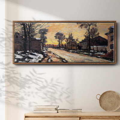 Route à Louveciennes, fonte des neiges, coucher de soleil, 1870 - Toile encadrée