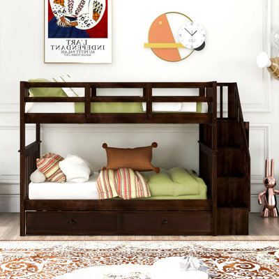 Twin-Over-Twin Bunk Bed with Twin size Trundle for Bedroom, Dorm, Adults