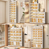 9 Tiers 9-18 Pairs Plastic Stackable Shoe Storage Cabinet For Entryway Easy Assembly