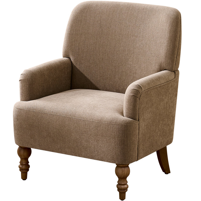 Upholstered Armchair with Footstool, Brown