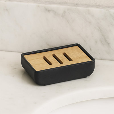 Minimalist Hand Soap Dish Rubber and Wood