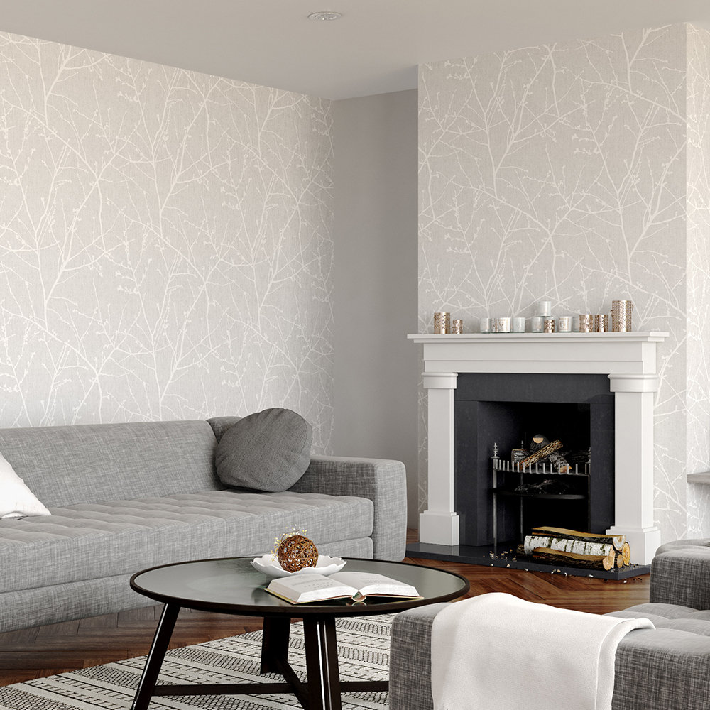 Edmore Modern Floral Wallpaper, Gray