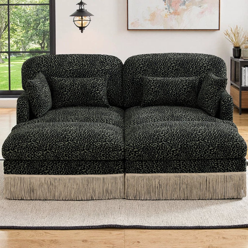 Canapé Chenille, Vert/noir