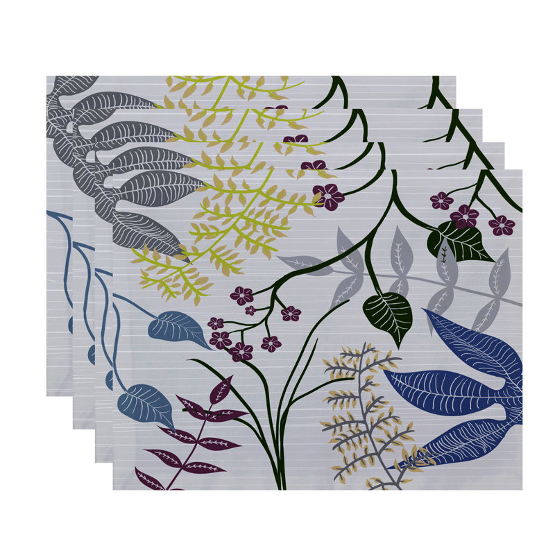 Slezak Polyester Floral Rectangle Placemat, Gray