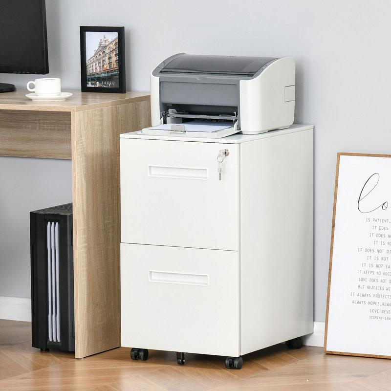 2 Drawer Filing Cabinet, White