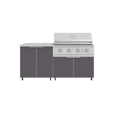 Outdoor Kitchen Aluminum 4 Piece Cabinet Set With 40 In. Liquid Propane Gas Performance Grill