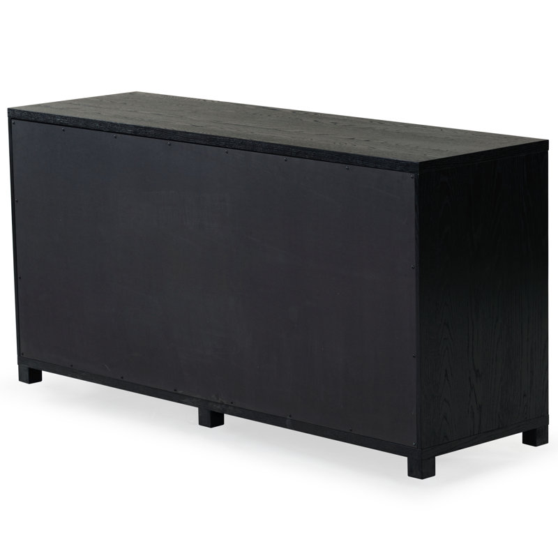 Tobiette 6 Drawer Wood Dresser, Black