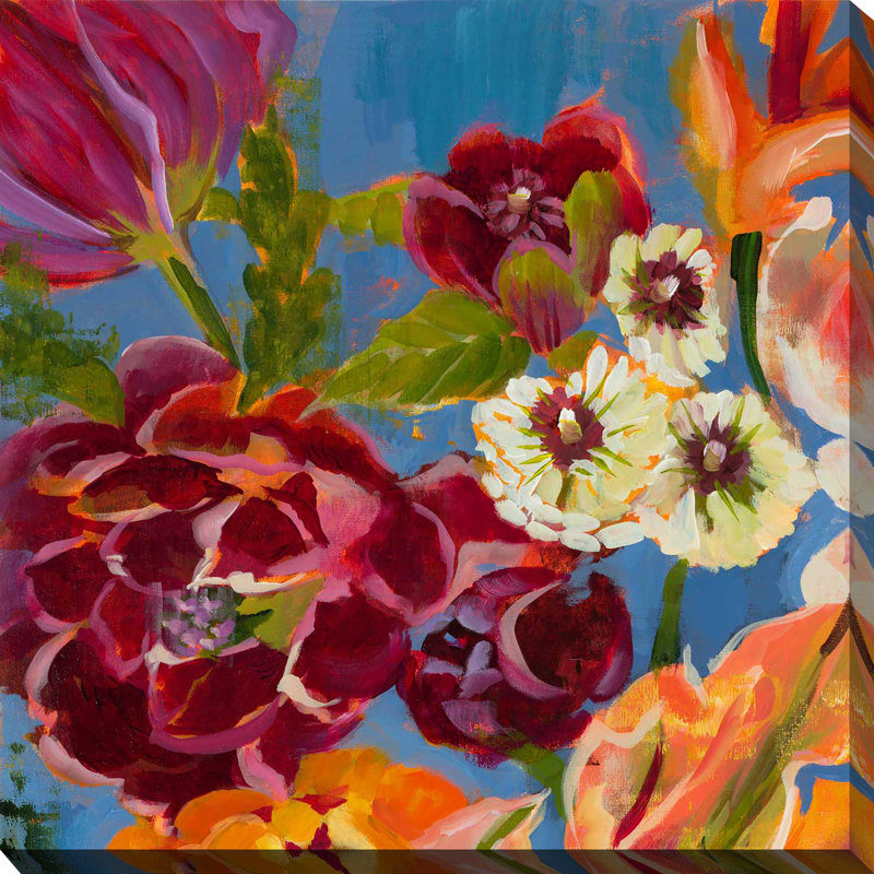 «Spring Bouquet I», peinture sur toile à cadre flottant, Toile tendue, H 18 po x l 18 po x P 1 po