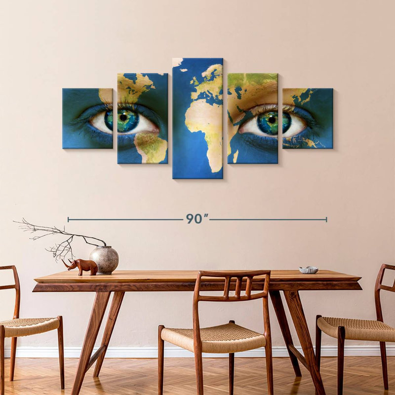 Carte du monde des yeux, H 42 po x l 92 po