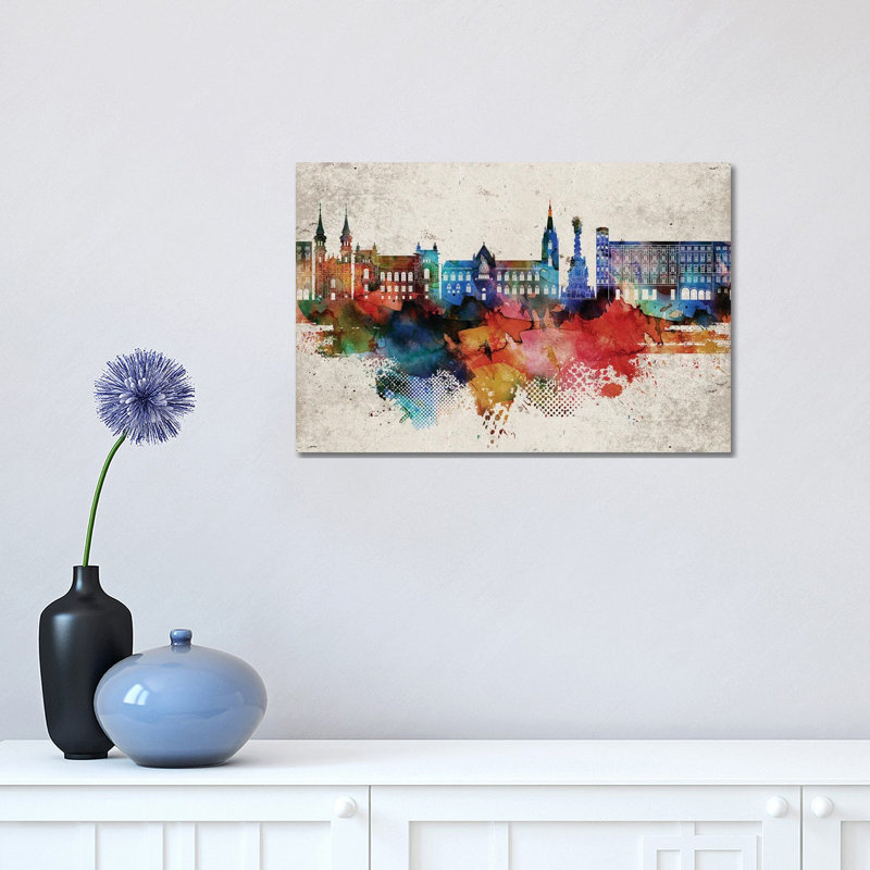 Linz Abstract Skyline by WallDecorAddict - Wrapped Canvas Print, 30.48cm H x 45.72cm W x 2cm D