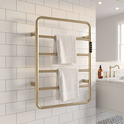 Wall Mount Towel Warmer Electric Heated Rack, Smart with Digital Timer & Carbon Fiber 110V