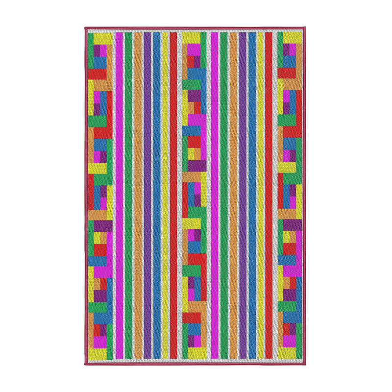 Tapis rouge/vert/bleu Koga, Rectangle 5 pi x 7 pi