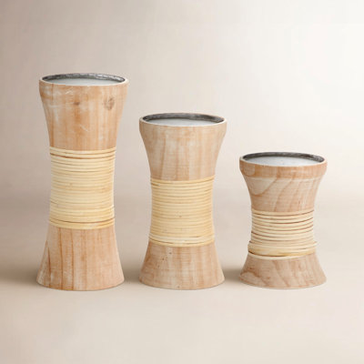 3-Piece Wood Candlestick Set
