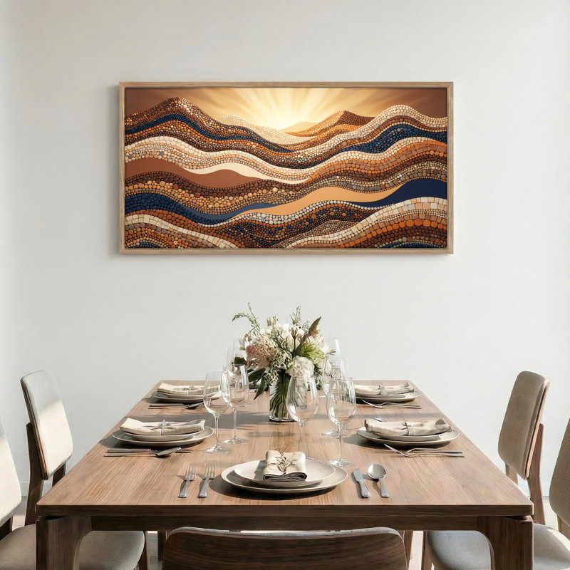 Tableau encadré « Vagues au coucher du soleil », 1 pièce, 122 x 61 cm, 48 x 24 pouces