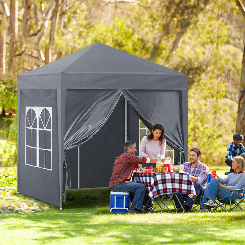 Amoi 2m x 2m Steel Pop-Up Gazebo, Grey