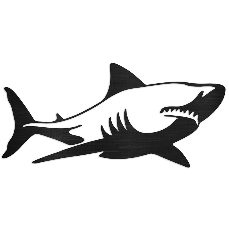 Décoration murale en forme de requin - bouleau baltique naturel, H 15,1 po x l 32 po x P 0,25 po