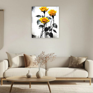 Tableau sur toile sans cadre Rose jaune 24" x 36"
