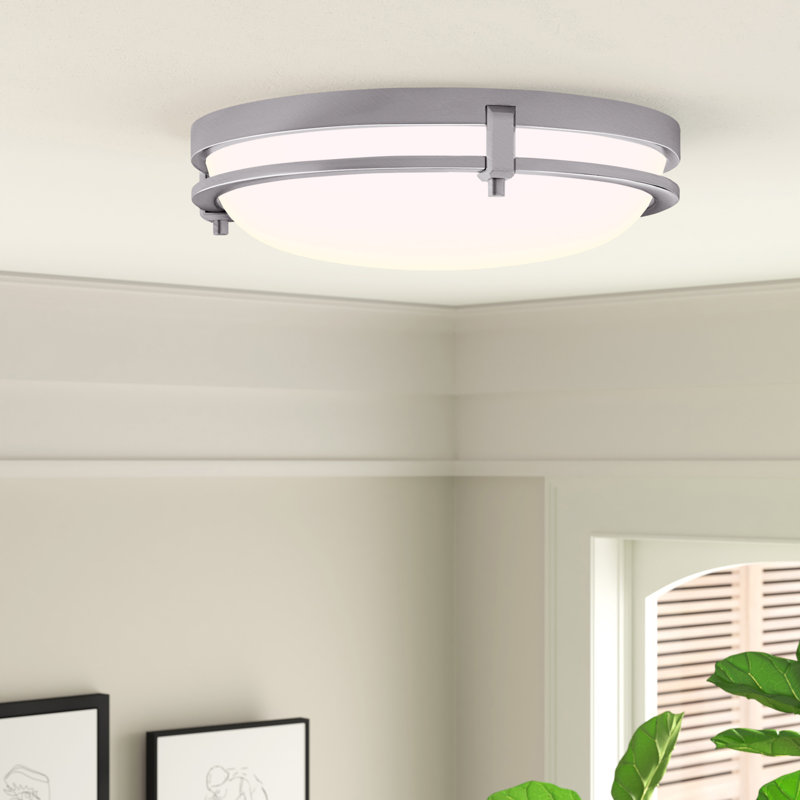 Abeer Glass LED Flush Mount, Brushed Nickel, 4.5"H x 19" W x 19" D