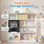 Kids Bookshelf,Freestanding Childrens Bookcase Toy Storage Organizer,3 Tier kids Bookcase with 5 Fabric Storage Drawers,Book Shelf Display Rack for Children's Room,School,Kids Room,Nursery