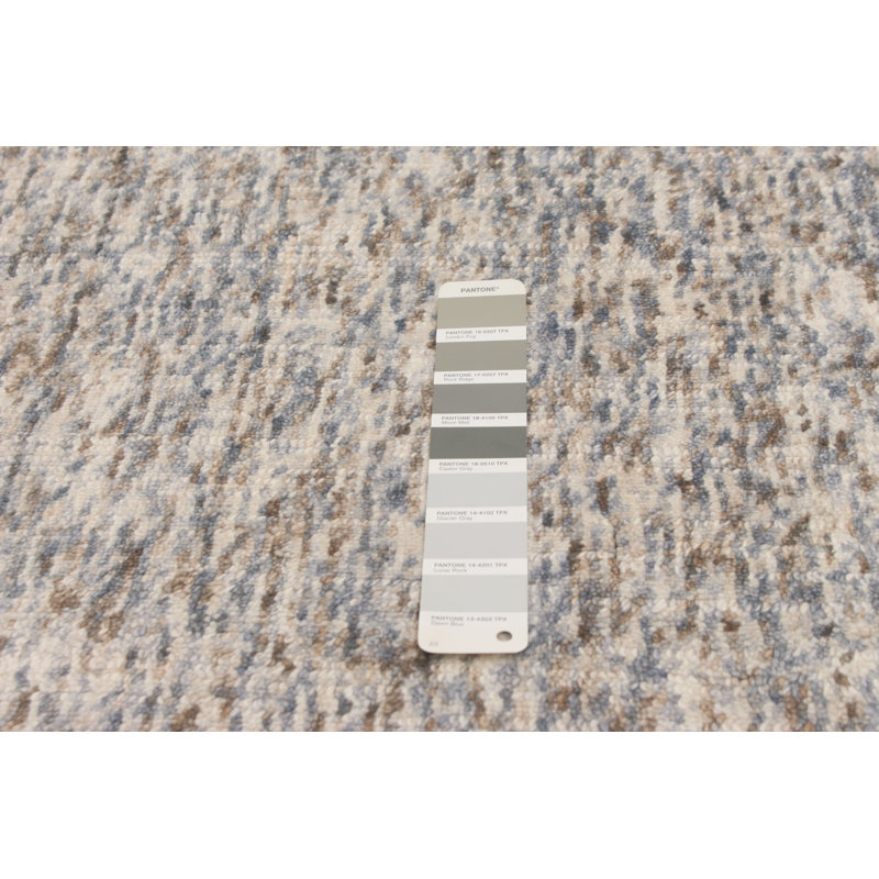 Tapis gris clair en laine tissé à la main Sansome Southwestern