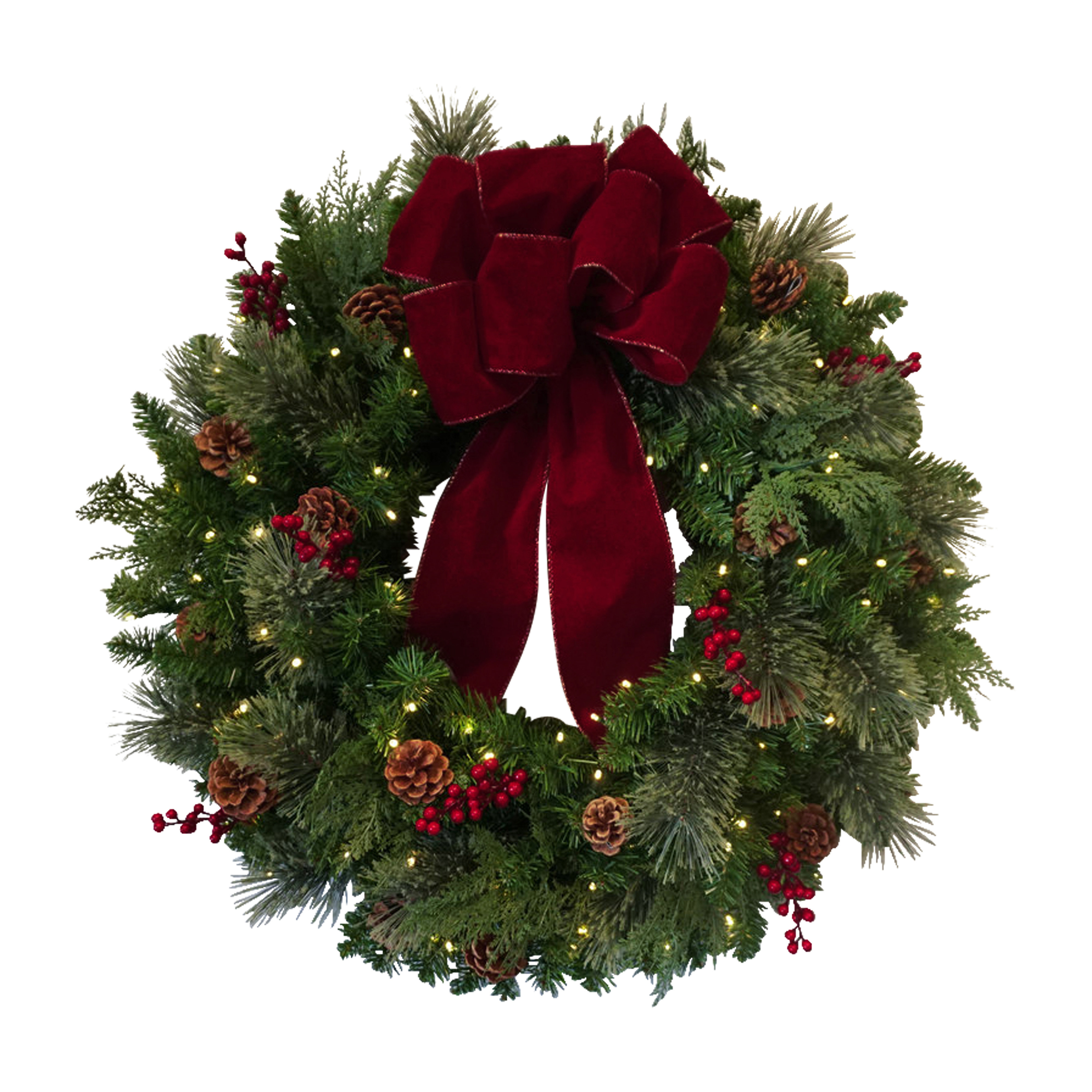 Haute Decor 30" Lighted Classic Christmas Wreath & Reviews | Wayfair