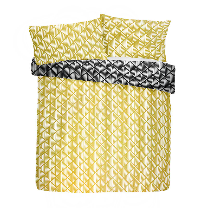 Brooklyn Polyester Geometric Shapes Duvet Cover Set with Pillowcases, Ochre, Kingsize - 2 Standard Pillowcases