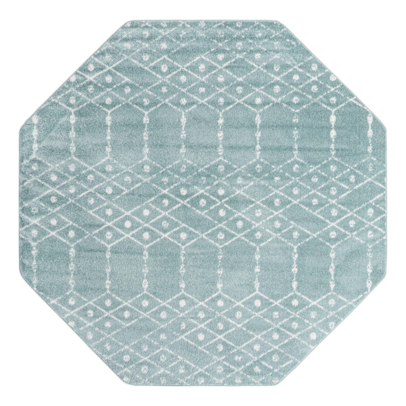Sierra Geometric Area Rug, Octagon 7'10" x 7'10", Aqua