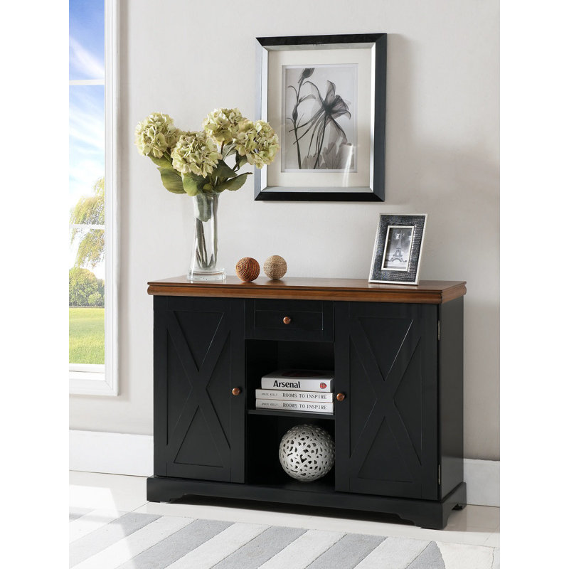 Buffet de service bas Lilah, Noir / brun clair