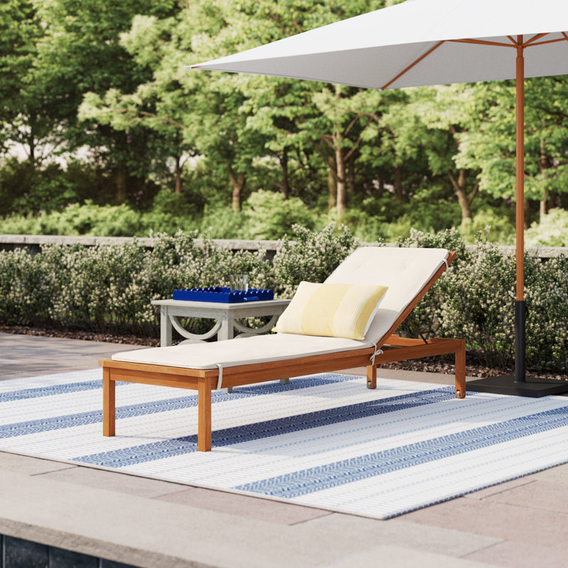 Beckton Outdoor Eucalyptus Solid Wood Single chaise with Cushions