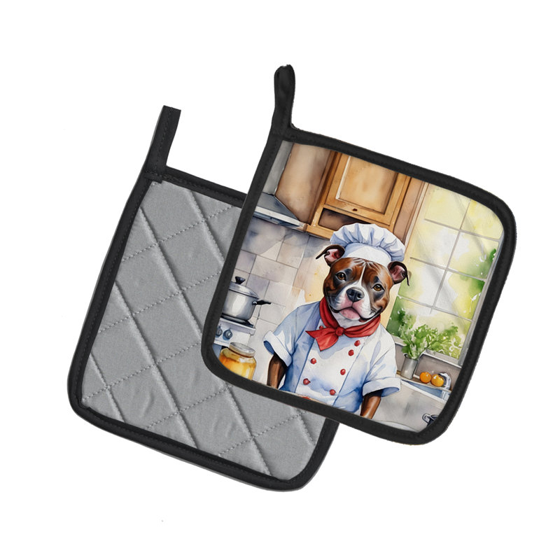 Caroline's Treasures The Dog Chef Polyester Potholder Set