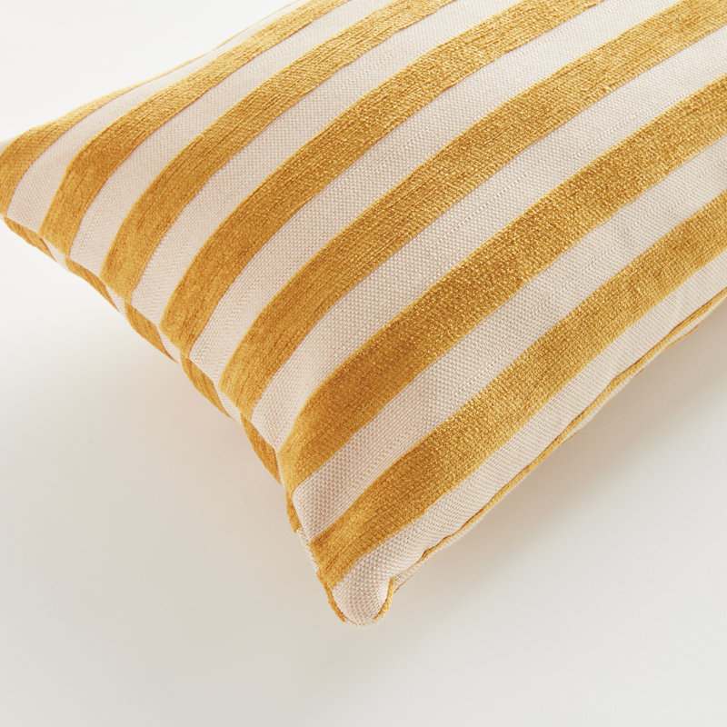 Polyester Indoor/Outdoor Pillow Cover & Insert, Rectangular 12"H x 22"W, Goldenrod/Cream