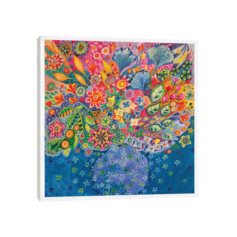 Beautiful Blooms by Imogen Skelley - Painting on Canvas, White Framed, 45.72cm H x 45.72cm W x 3.81cm D